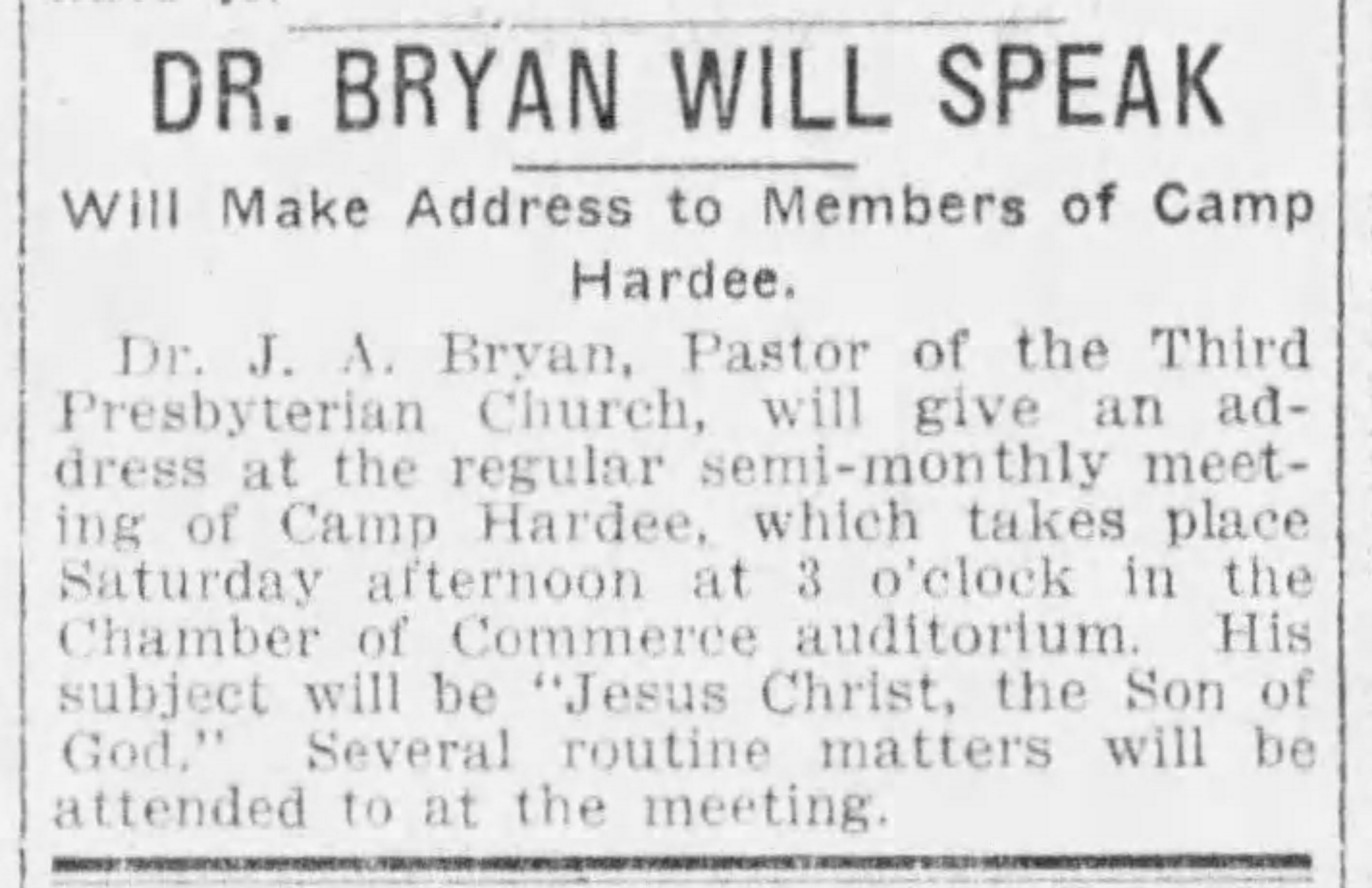 Dr. Bryan Will Speak